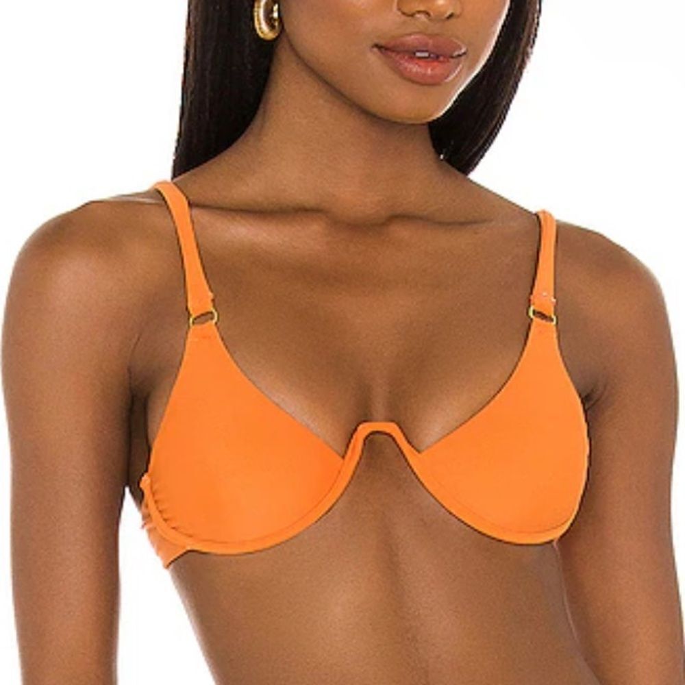 NWT Camila Coelho Tango Top Rustic Orange bikini underwire swimsuit Revolve M